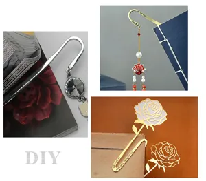 Set di segnalibri in metallo DIY creativi con cristallo, perle e bellissime rose.