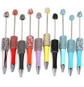 DIY rhinestone beadable pens colorful crystal ballpoint pen handmade diamond metal pen