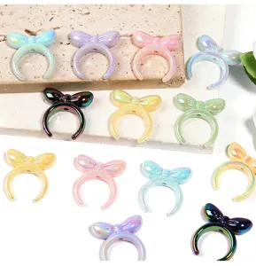 Cappucci di perline a fiocco in resina colorata con foro per gioielli fai da te diy