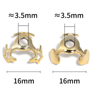 Gold plated DIY jewelry accessories bead caps star and heart shape 16mm 3.5mm hole