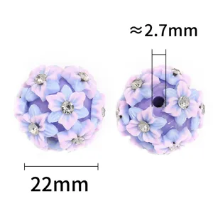 Harz Blumen Strass Perle 22mm DIY Charm für Handy Kette Halskette Schmuck Herstellung Zubehör