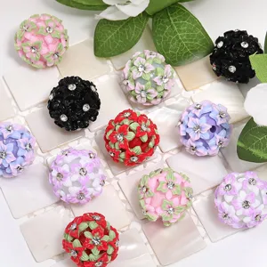 Bunte Harz Blumen Strass Perlen fuer DIY Handyketten Schmuckherstellung Basteln Zubehoer Ansicht