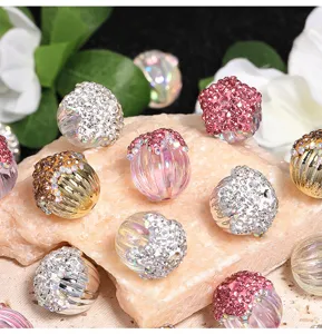 Rhinestone acrylic pumpkin beads pinecone shape DIY jewelry accessories detail shot