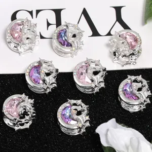 Perles Espaceurs Lune Étoile en Alliage et Strass pour Fabrication de Stylo à Perles Bricolage Accessoires Bijoux Mignonne Perle