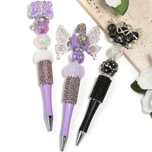 Handmade DIY rhinestone beaded ballpoint pens set, sparkling crystal claw chain pens.