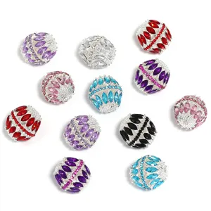 Colorful rhinestone hollow metal ball beads DIY charms for necklace bracelet chain.