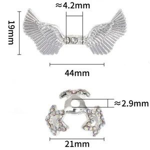 DIY strass ailes d'ange et perles d'espacement en alliage d'étoile pour fabrication de bijoux 2pcs