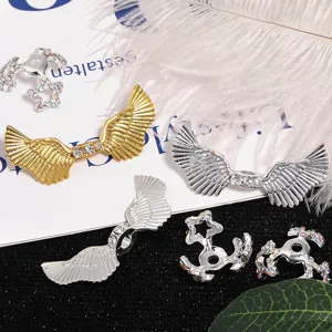 Accessoires de bijoux DIY en alliage strass ailes d'ange et capuchons de perles.