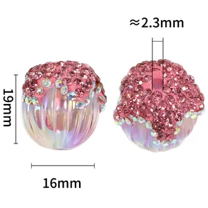 Pink rhinestone pumpkin acrylic beads diy phone chain charm jewelry accessories 16mm