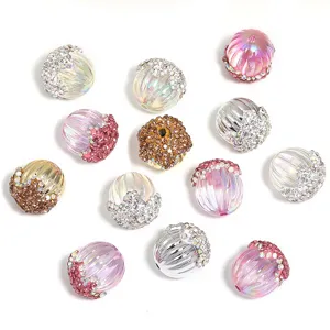 Acrylic Rhinestone Pumpkin Beads DIY Phone Charm Beaded Jewelry Making Accessories