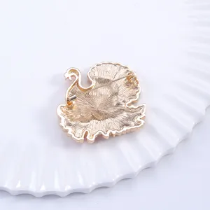 Gold tone alloy cartoon bird brooch detail back view secure pin clasp fashion accessories for women