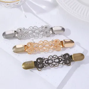 Clip per maglione vintage intagliate in metallo sciarpa scialle spille anti-scivolo 3pz.