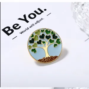 Enamel life tree brooch alloy heart leaves pin badge fashion accessories for women clothing hat.