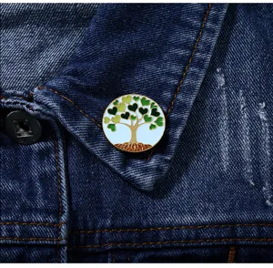 Enamel life tree brooch alloy heart leaves lapel pin badge for women fashion accessories clothing