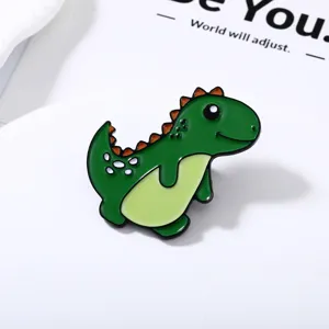 Mignonne Épingle Émail Dinosaure Vert Alliage Dessin Animé Animal Broche Badge Pour Sacs À Dos Vêtements Étudiants Bijoux