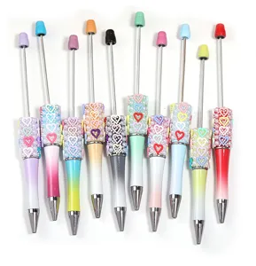 DIY Perlen Kugelschreiber Dopamin Stil Bunte Perle Herz Kunststoff Drehbarer Stift