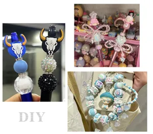 DIY beaded pen accessories colorful resin rhinestone clay acrylic cube beads for craft