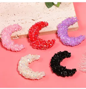 Colorful jelly resin moon rhinestone beads acrylic DIY jewelry accessories loose charm