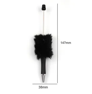 Creatieve DIY pluche kraal balpen gedetailleerde weergave met lengte- en breedtematen.