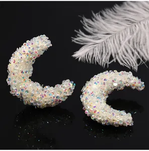 DIY resin moon rhinestone beads for handmade jewelry accessories crafts and DIY decorations.