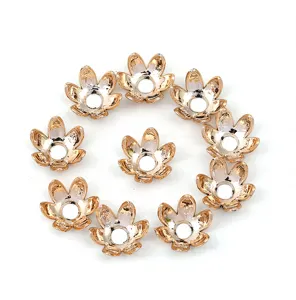 Gold acrylic lotus flower bead caps loose beads for DIY jewelry making accessories parts