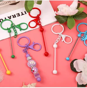 Llavero con cuentas DIY mosquetón de metal colgante detalles accesorios coloridos