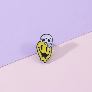Melting Smiley Skull Brooch Alloy Alternative Badge Halloween Creative Fashion Jewelry