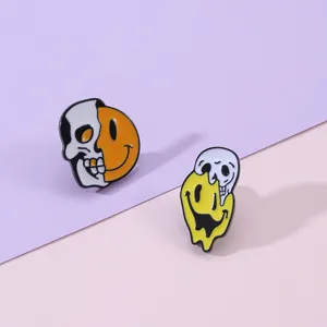 Halloween Cartoon Alloy Enamel Brooch Creative Smiley Face Skull Lapel Pin Badge Jewelry Accessories For Unisex Costume Party Decor