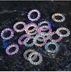 Anillos de cuentas acrílicas iridiscentes DIY joyas hechas a mano accesorios brillantes