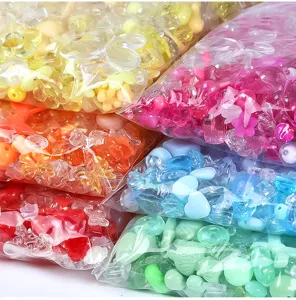 Mixed acrylic beads bulk set for DIY crafts, cute heart, flower and bow charm loose beads.