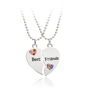 Κράμα Στρας Best Friends Μενταγιόν Κολιέ Ραφή Καρδιάς Παζλ Κομμάτι Φιλία Αλυσίδα Κοσμήματα Για Γυναίκες Κορίτσια