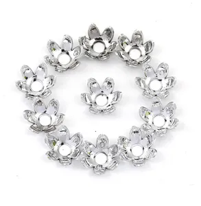 Acrylic lotus flower bead caps metallic spacer charms for DIY jewelry making 10pcs