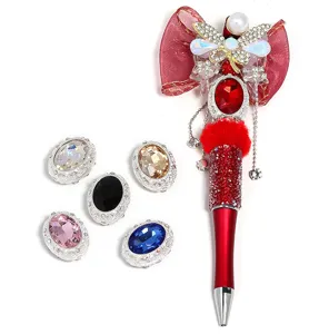 DIY Strass dekorativer Kugelschreiber mit bunten ovalen Kristallperlen Set zum Basteln.