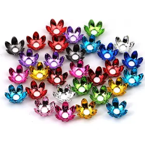 Electroplated Acrylic Lotus Bead Caps Flower Petal Spacer Beads Loose Beads With Center Hole For DIY Jewelry Making Crafts Bead Pen Accessories