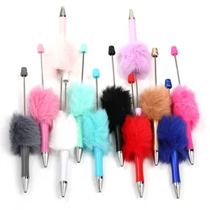 Creatieve DIY Kralen Kogelkop Pen Kleurrijke Pompon Acryl Plastic Draaimechanisme Schrijfpen Schoolbenodigdheden Kantoor