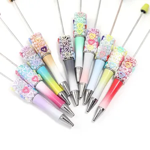 Dopamin Stil DIY Perlen Kugelschreiber Kunststoff Drehmechanismus Schreibstift mit Künstliche Perle Herzperlen für Schule Schreibwaren