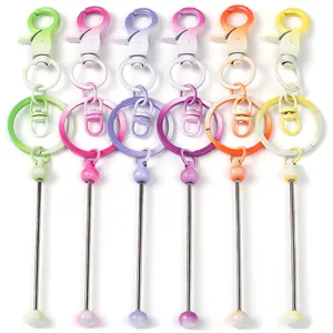 DIY Llavero de Cuentas Metal Cierre de Langosta Anillo de Llave Colorido Galvanizado Degradado Llaveros Accesorios Para Bolsa Colgante Artesanía Venta al por Mayor