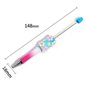 Penna a sfera con perline DIY con fiori di cristallo colorati e strass brillanti, 148mm