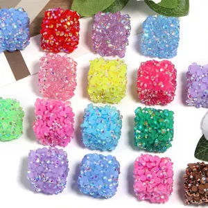 Colorful resin rhinestone square beads for DIY beaded pens and jewelry accessories main view