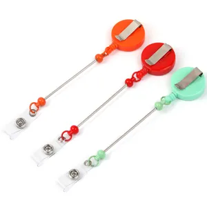 Porte-badge enroulable avec clip de ceinture et câble métallique, lot de 3 pièces colorées