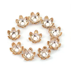 Gold acrylic lotus flower bead caps charms for DIY jewelry making and handmade crafts