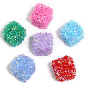 Colorful resin rhinestone square beads DIY beading accessories jewelry making parts 5pcs