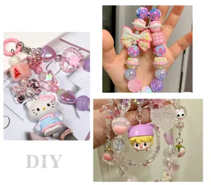 DIY perles lanière de téléphone mignon pendentif dessin animé bonbon strass accessoires