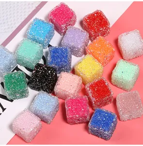 Perles carrées en strass colorés sucre cube DIY perles scintillantes paillettes artisanat cristal.