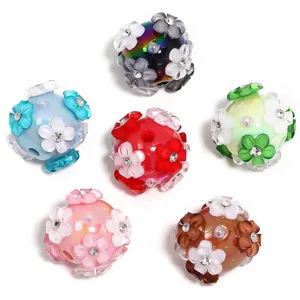 DIY beaded pen accessories acrylic flower beads for phone chain and jewelry spacer beads