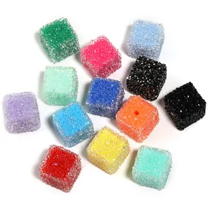 Perles carrées en strass colorées perles de sucre bonbon bricolage en vrac en gros
