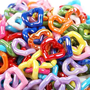 Shiny Acrylic Heart Chain Links Multicolor UV Electroplated Heart Clasp For Phone Case Chain Keychain DIY Crafts Making Supplies Jewelry Findings