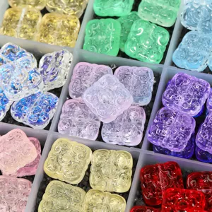 Cuentas de Vidrio Soplado Cuadradas Con Motivo Auspicioso Cuentas Separadoras Grabadas Dijes Sueltos Para Bricolage Collar Pulsera Fabricación Joyería Accesorios Artesanales