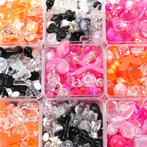 Mixed Acrylic Beads Kit For DIY Phone Lanyard Making Cute Heart Bowknot Floral Loose Spacer Beads Craft Assortment Packaging For Handmade Bracelets Supplies
