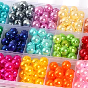 Zoet Meerkleurig Rond Plastiek Kunstparel Losse Kralen Parelmoer Coating Recht Gat Ronde Bal Kralen Voor DIY Sieraden Ambacht Maken Accessoires